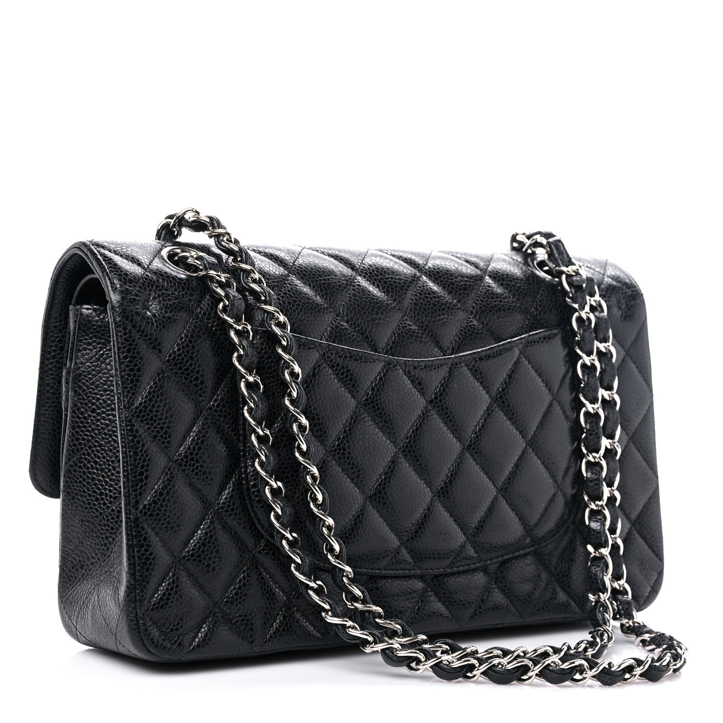 Caviar Quilted Medium Double Flap Black