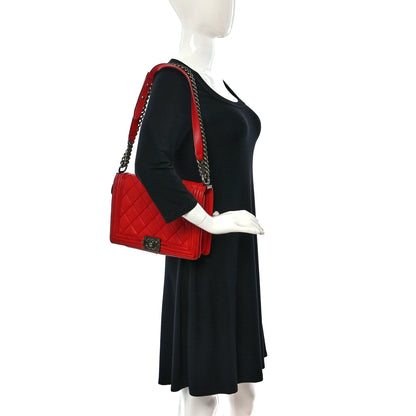 Chanel Calfskin Double Stitch New Medium Boy Flap Red 2 of 16