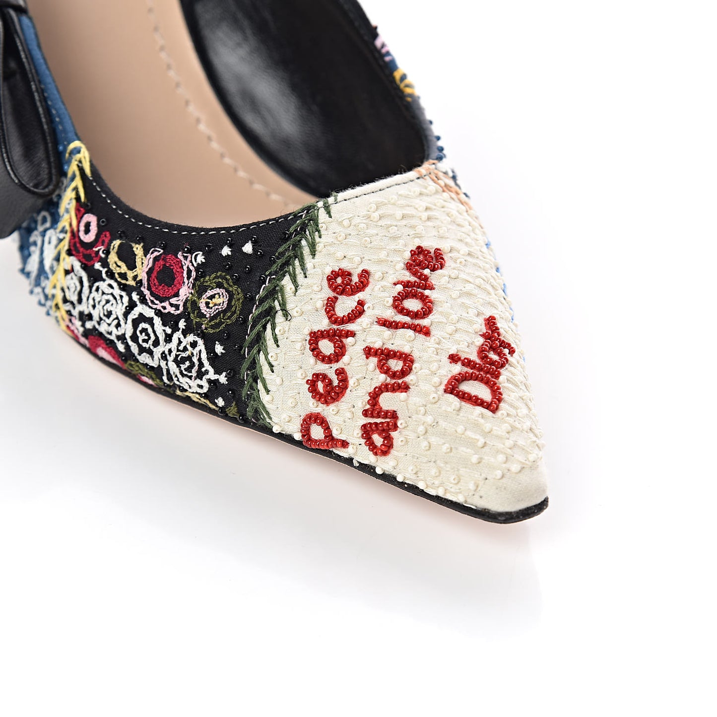Embroidered Calfskin Beaded Sweet D Sling-Back Pumps 38 Multicolor