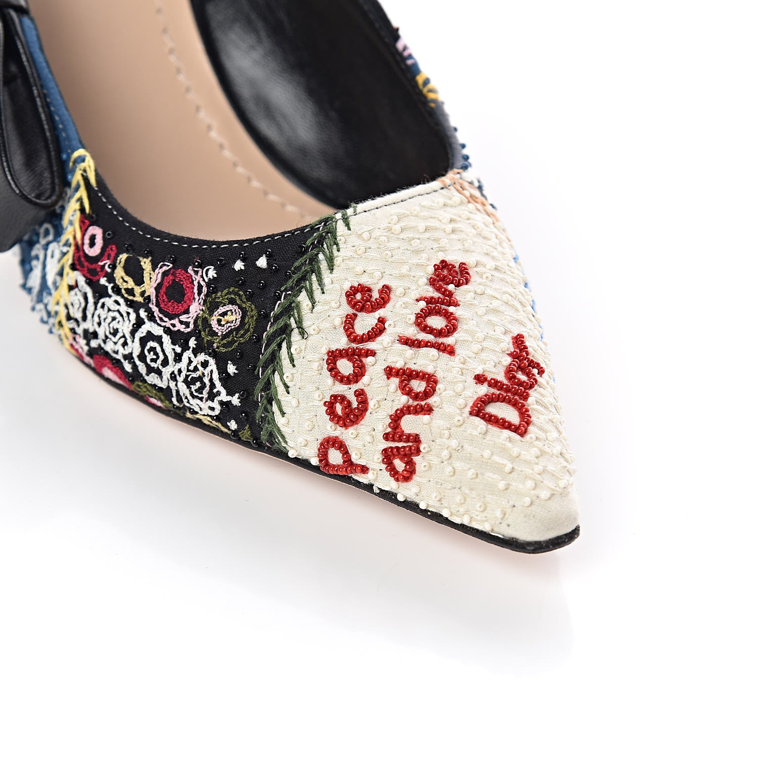 Christian Dior Embroidered Calfskin Beaded Sweet D Sling-Back Pumps 38 Multicolor 8 of 11