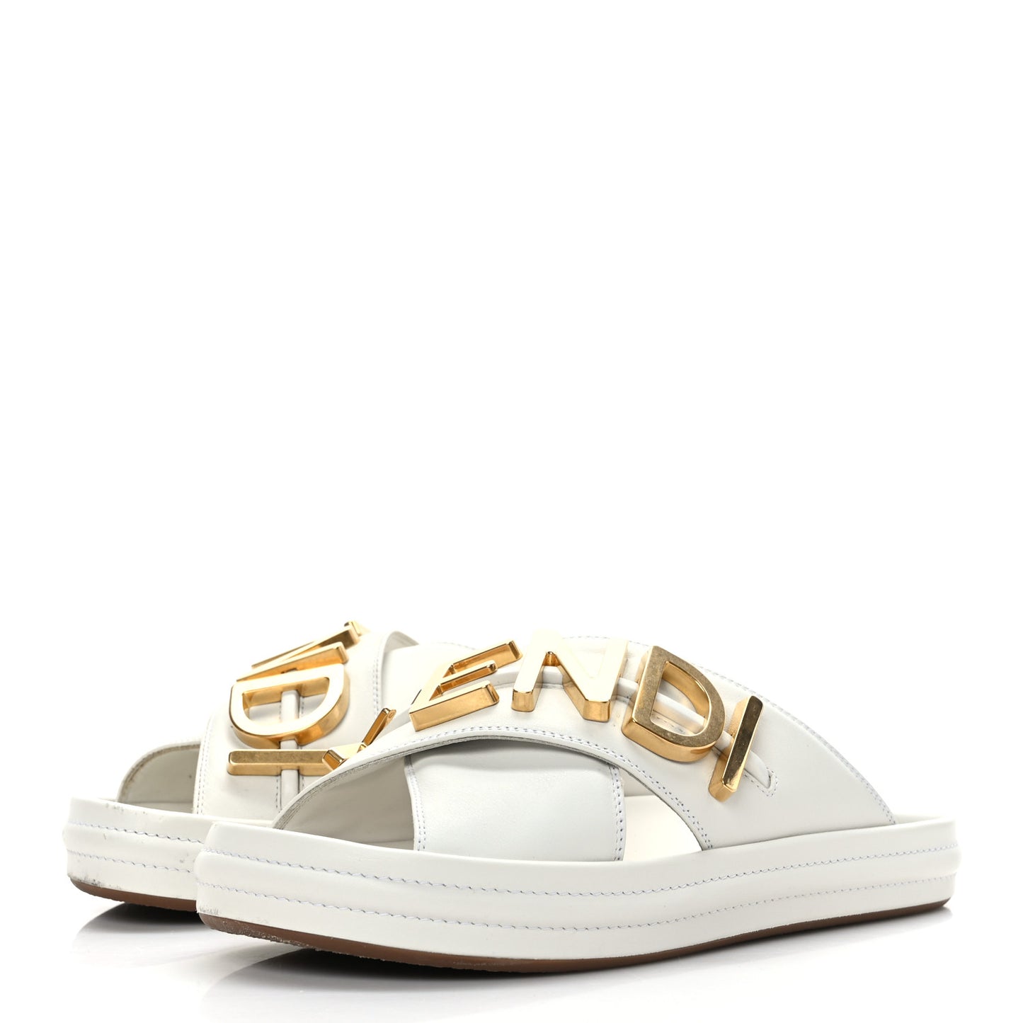 Vitello Womens Fendigraphy Slide Sandals 36 White Ice
