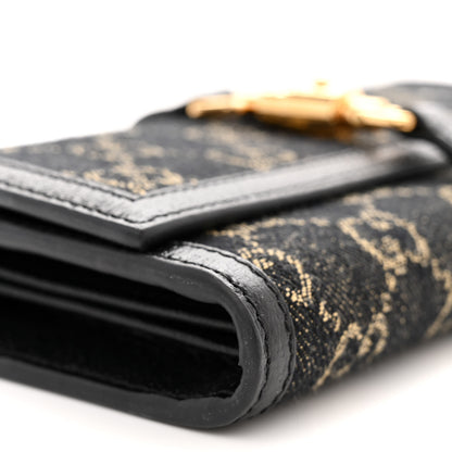 Gucci Jacquard Black Denim GG Monogram Textured Dollar Calfskin Jackie 1961 Chain Wallet Black Ivory 9 of 10