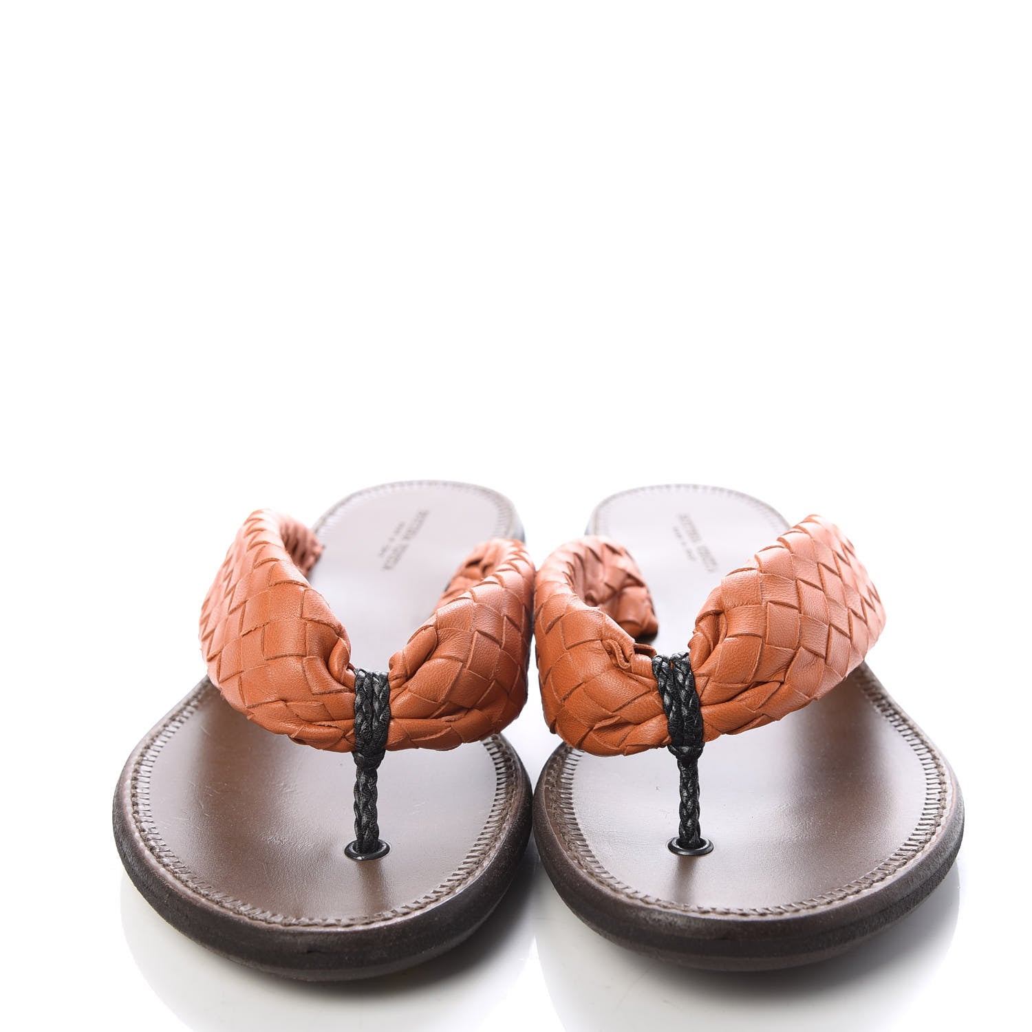 Bottega Veneta Nappa Intrecciato Thong Flat Sandals 37 Ebano Orange 2 of 10