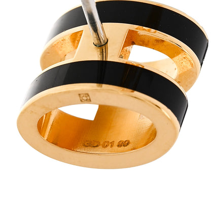 Hermes Gold Lacquered Pop H Earrings Black 4 of 5