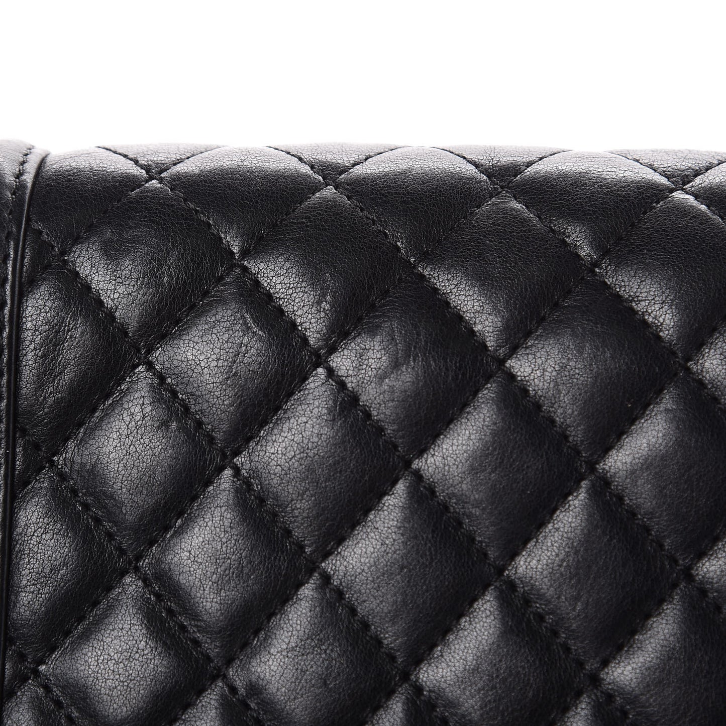 Calfskin Quilted Small Boy Flap Black