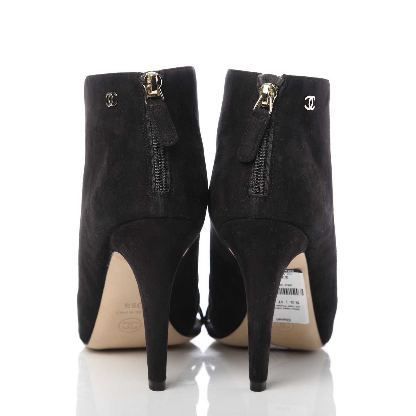 Suede Pearl Open Toe Caged Ankle Boots 39.5 Dark Grey