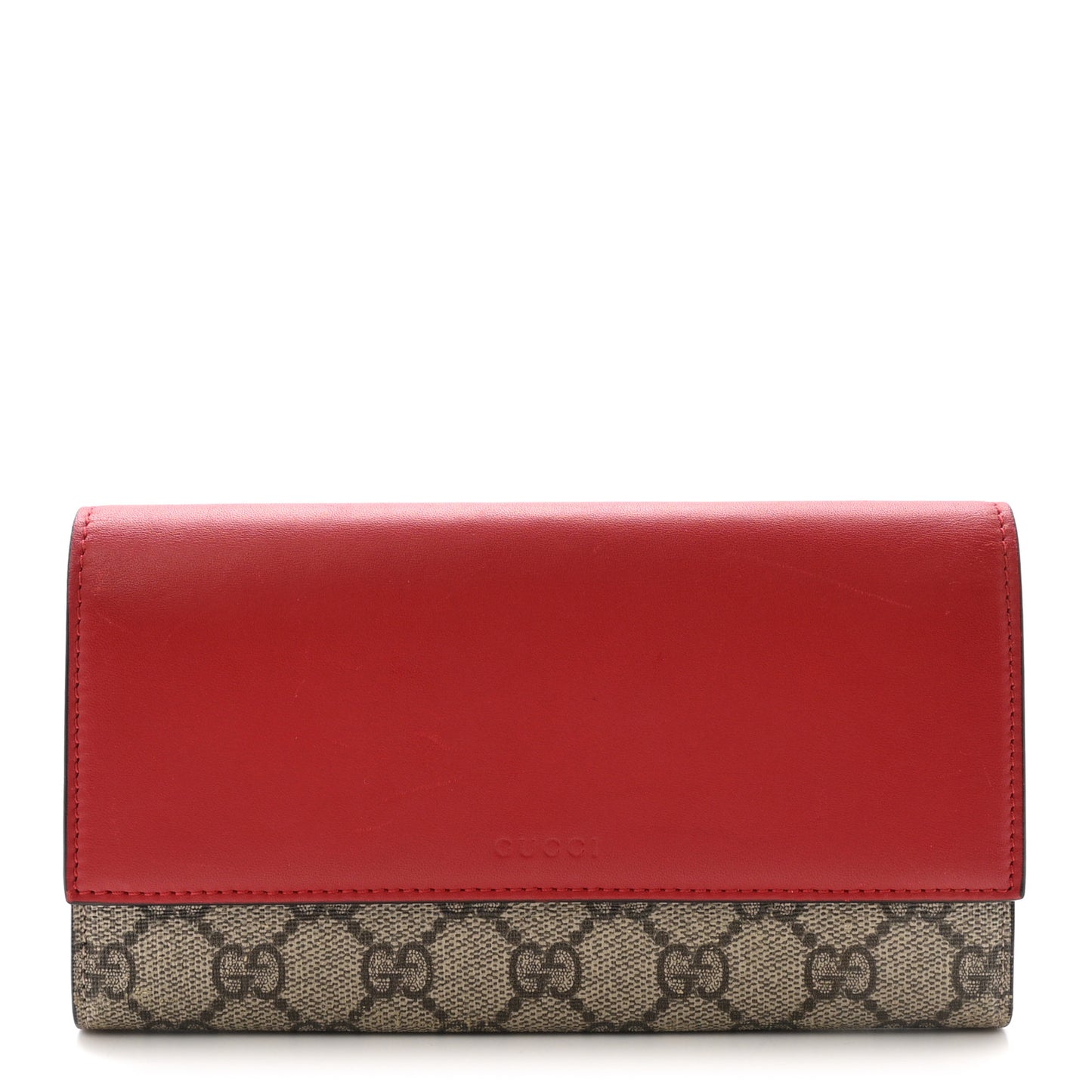 GG Supreme Monogram Calfskin Continental Wallet Beige Ebony Hibiscus Red New Rosette