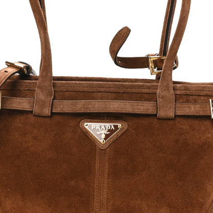 Prada Suede Triangle Medium Bonnie Shoulder Bag Cacao 6 of 9