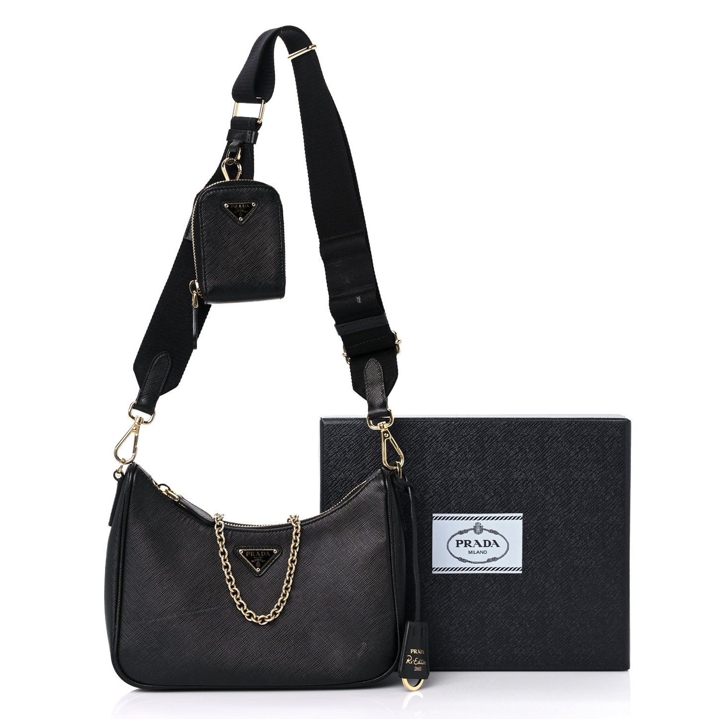 Saffiano Lux Re-Edition 2005 Shoulder Bag Black
