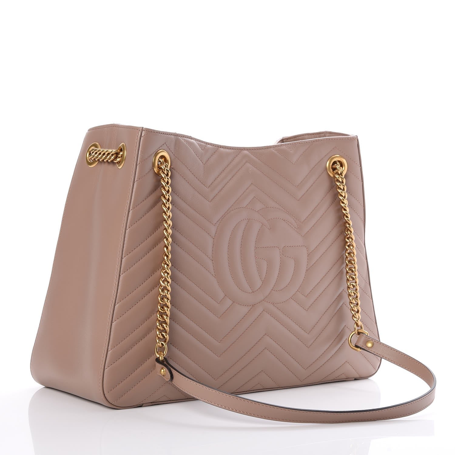 Gucci Calfskin Matelasse Medium GG Marmont Shoulder Tote Bag Porcelain Rose 3 of 8