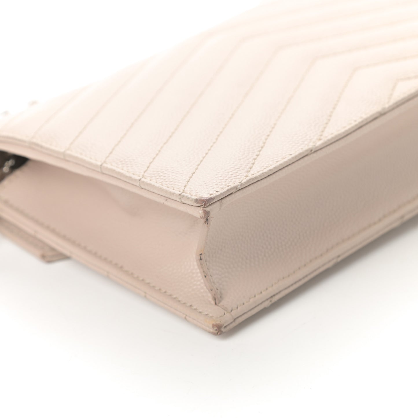 Grain De Poudre Matelasse Chevron Monogram Envelope Chain Wallet Nude Powder
