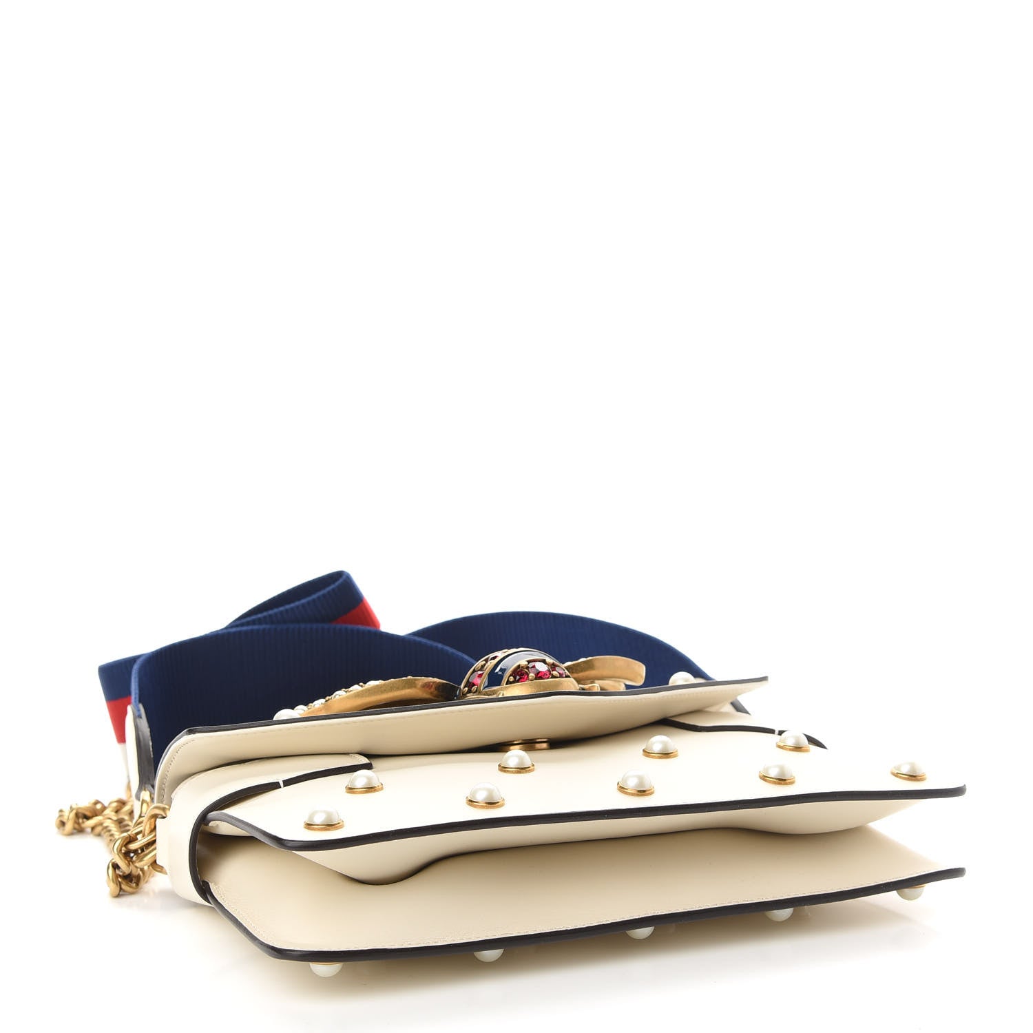 Gucci Nappa Pearl Studded Mini Queen Margaret Broadway Shoulder Bag Mystic White 4 of 9