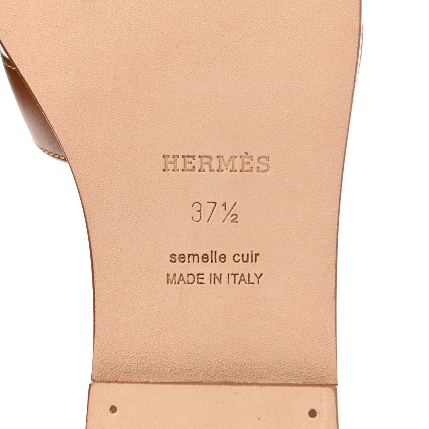 Hermes Box Calfskin Oran Sandals 37.5 Gold 6 of 10