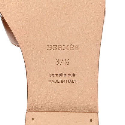 Hermes Box Calfskin Oran Sandals 37.5 Gold 6 of 10