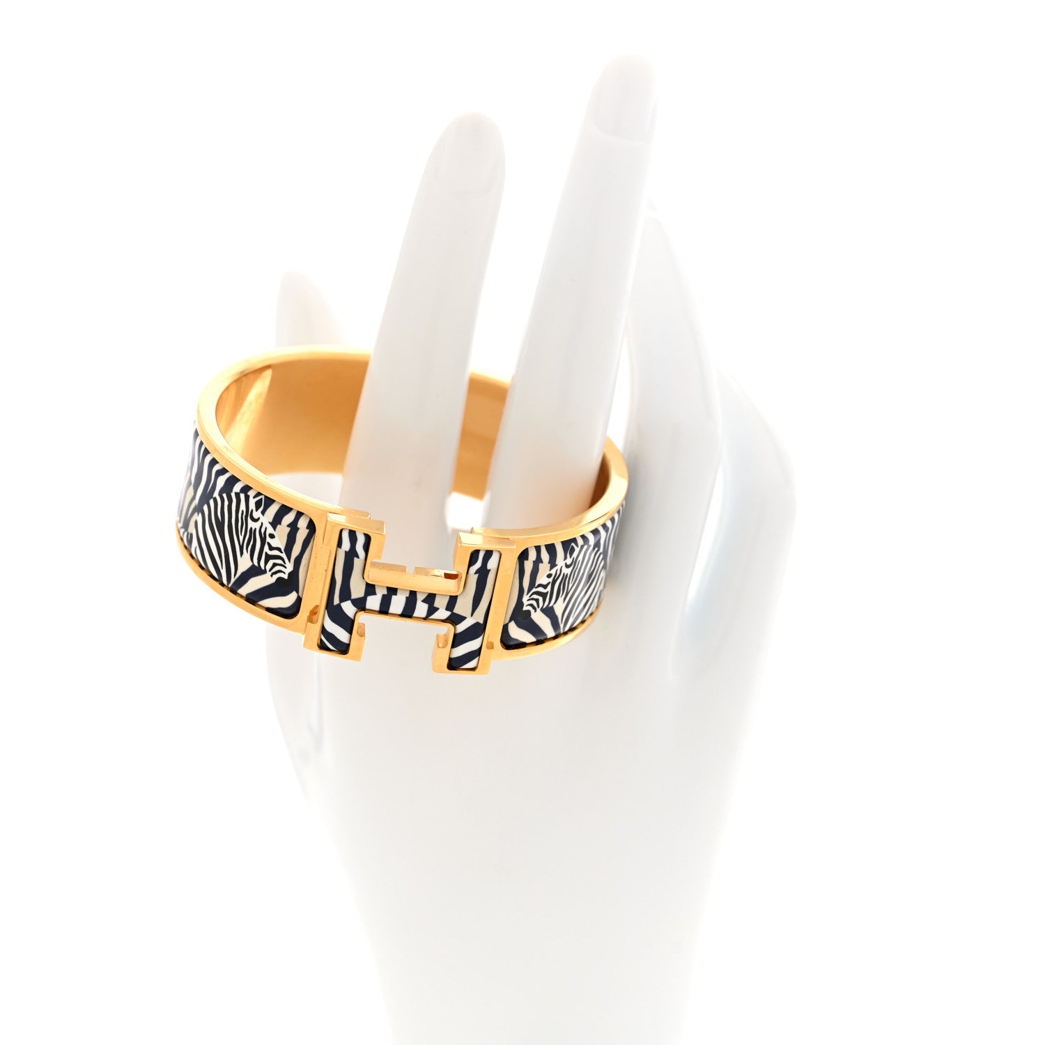 Hermes Enamel Printed Wide Zebres De Tanzania Clic Clac H Bracelet