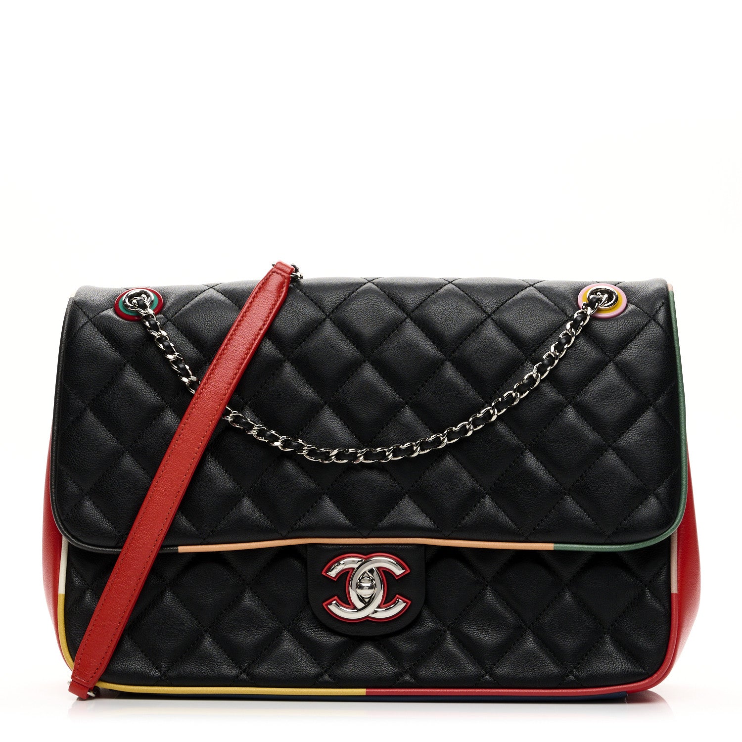 Chanel Lambskin Quilted Jumbo Cuba Color Flap Black 1 of 19