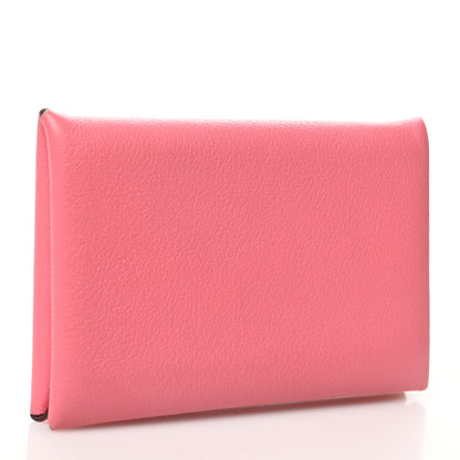 Hermes Evercolor Calvi Card Case Rose Azalee 3 of 7