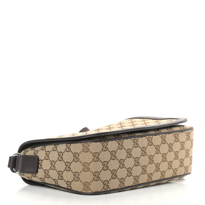 Gucci Monogram Flap Messenger Bag Beige Dark Brown 3 of 9