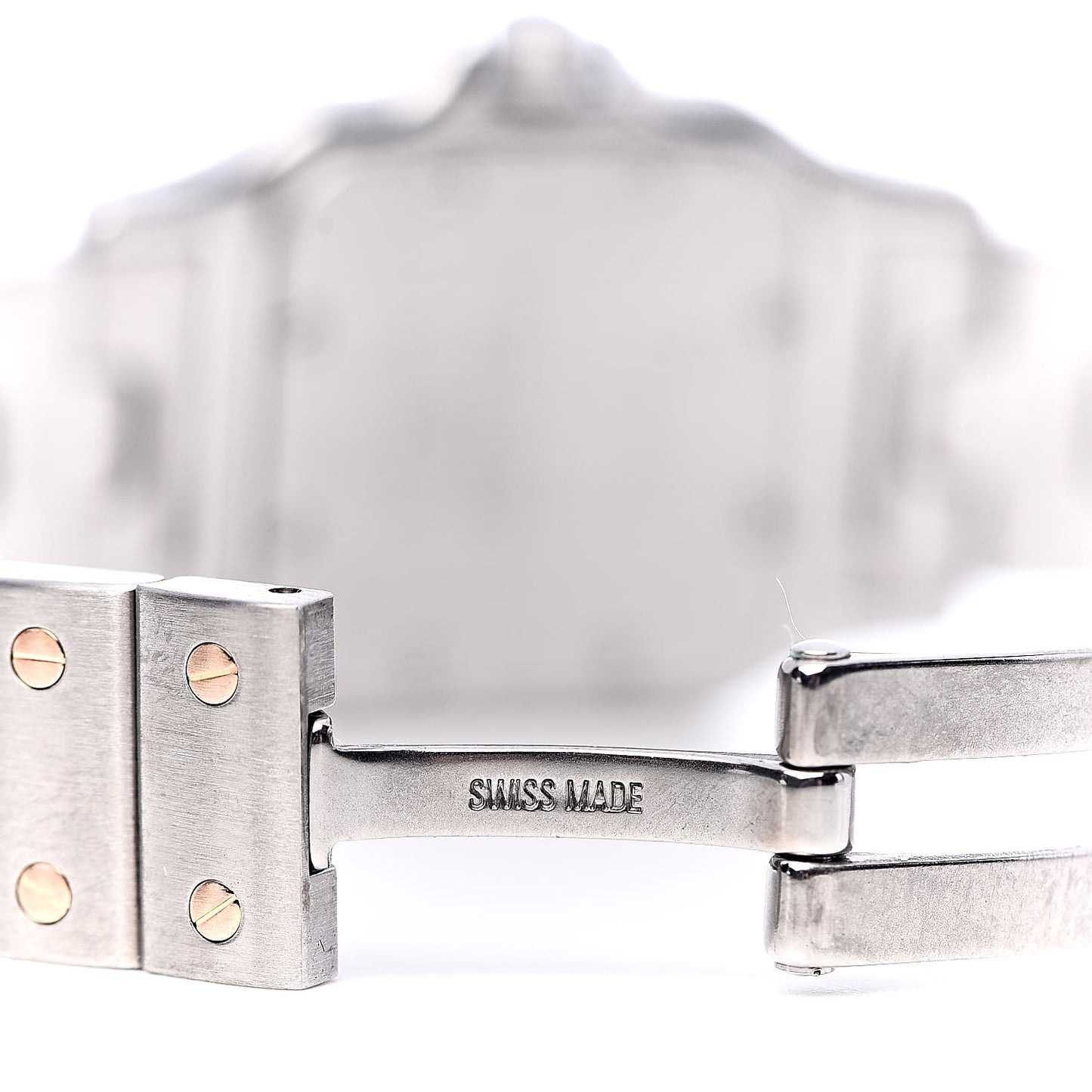 Stainless Steel 18K Pink Gold Mother of Pearl 24mm Santos de Cartier Galbee Quartz Watch