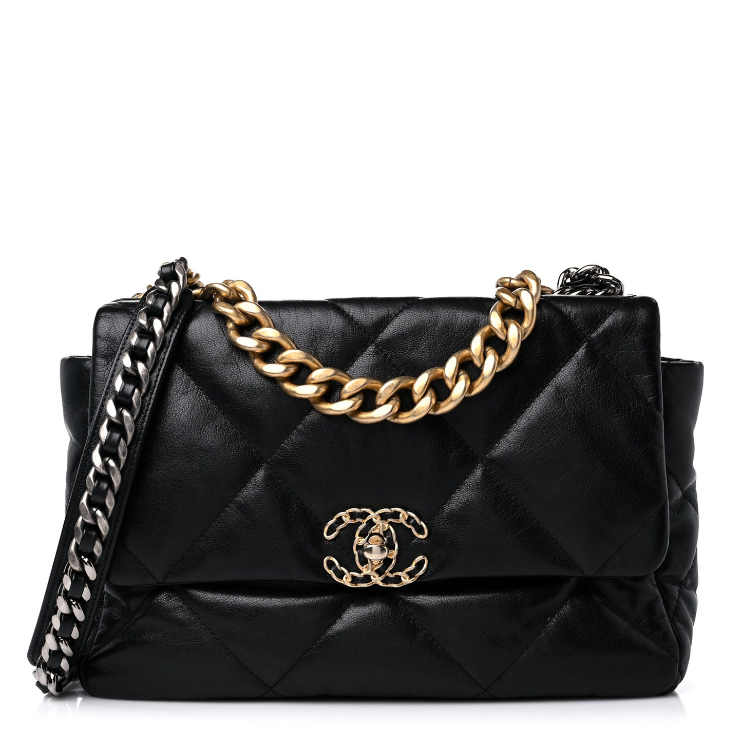 Goatskin Quilted Large Chanel 19 Flap Black
