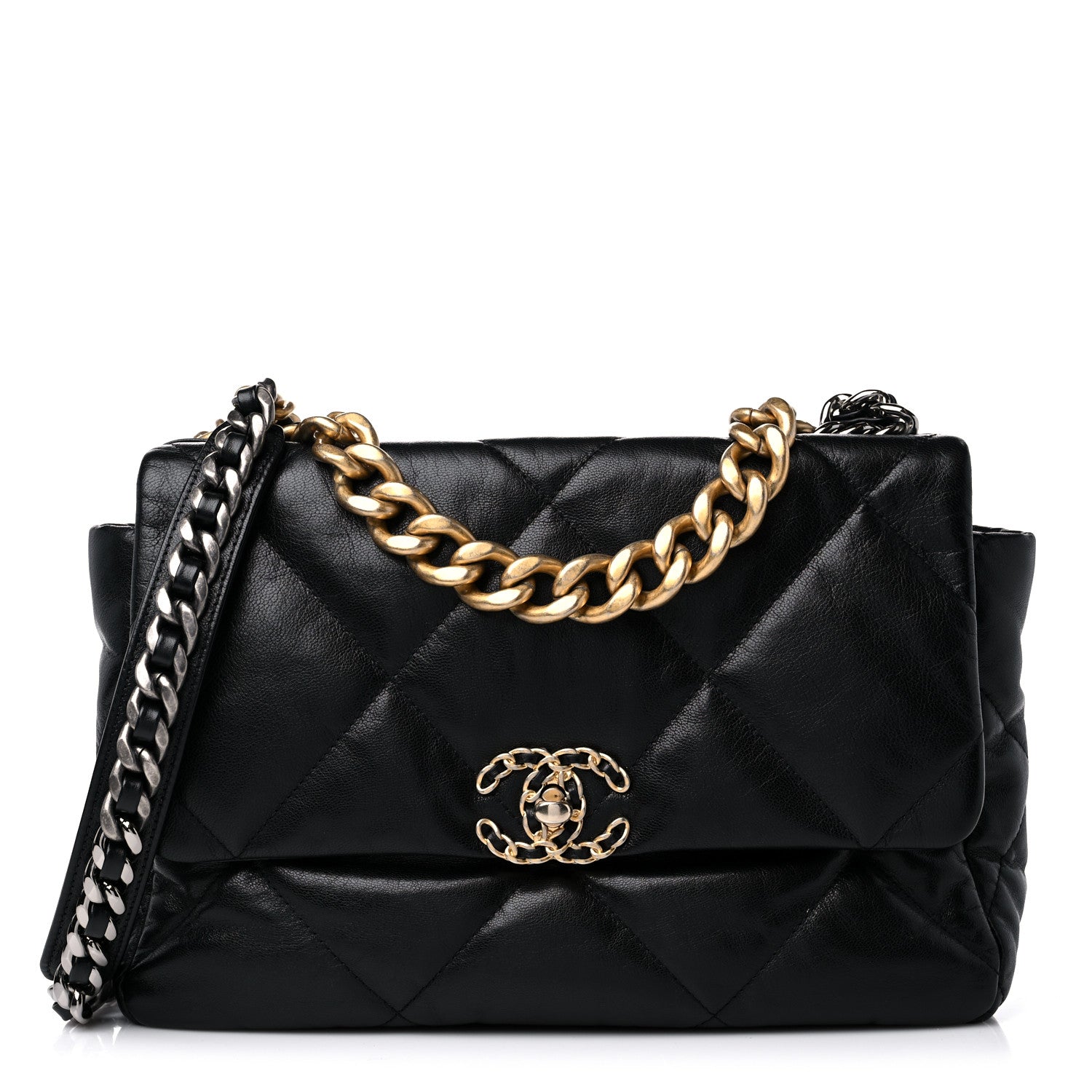Chanel Goatskin Quilted Large Chanel 19 Flap Black 1 of 9