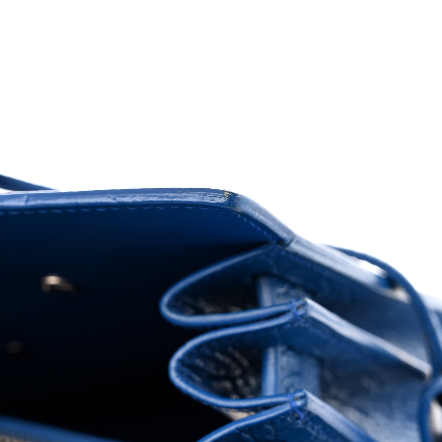 Saint Laurent Calfskin Crocodile Embossed Small Sac de Jour Royal Blue 17 of 17