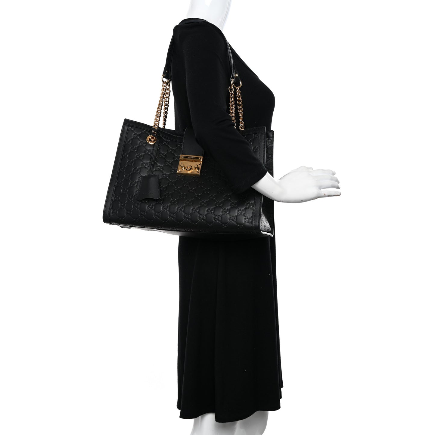 Guccissima Medium Padlock Tote Black