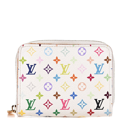 Louis Vuitton Monogram Multicolor Zippy Coin Purse Wallet White Litchi 1 of 12