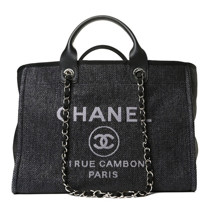 Chanel Woven Straw Raffia Medium Deauville Tote Navy 1 of 5