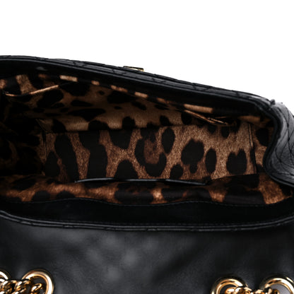Dolce & Gabbana Lambskin Watersnake Embellished Lucia Shoulder Bag Black 6 of 11