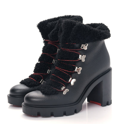 Christian Louboutin Grained Calfskin Shearling Edelvizir 70 Ankle Boots 37.5 Black 3 of 7