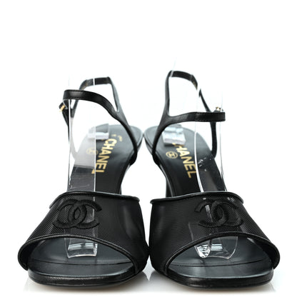 Chanel Mesh Grosgrain CC Slingback Pumps 39 Black 2 of 9