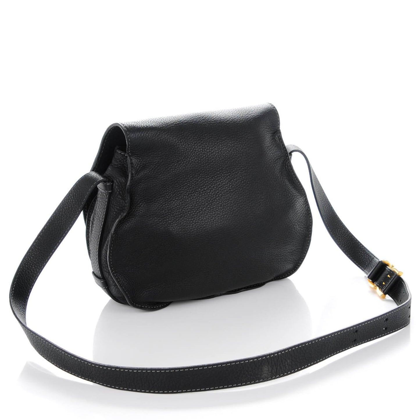 Calfskin Medium Marcie Round Crossbody Bag Black