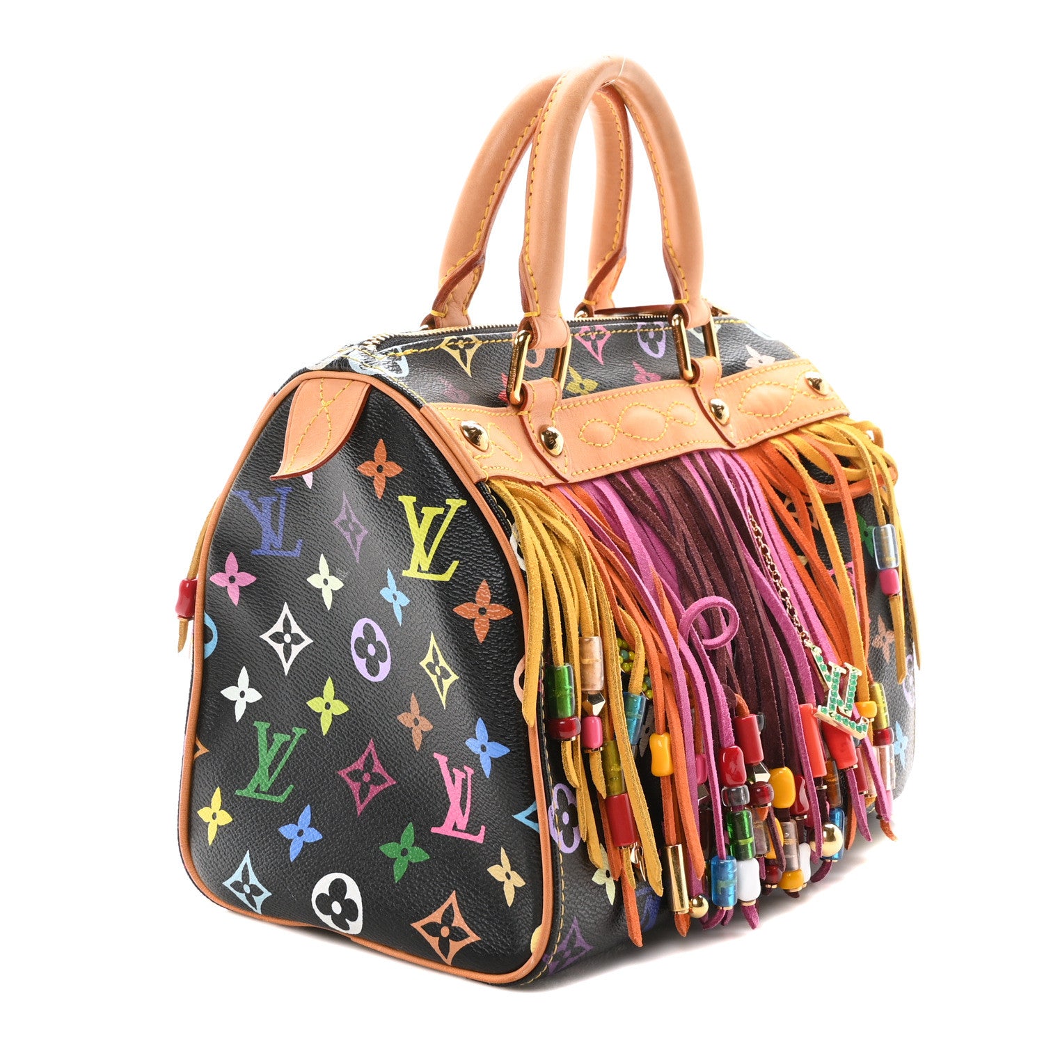 Louis Vuitton Monogram Multicolor Fringe Speedy 25 Black 3 of 9