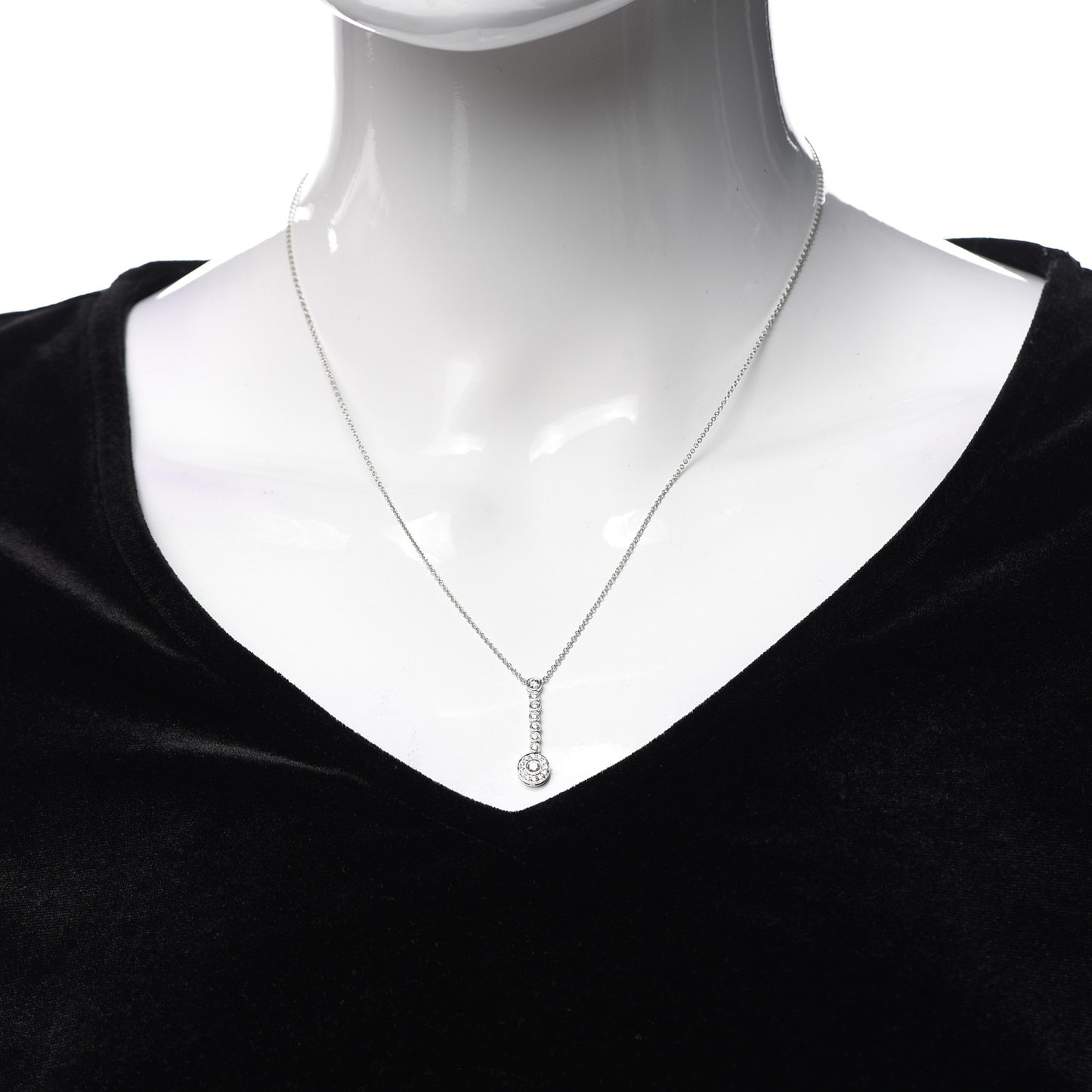 Platinum Diamond Circlet Drop Pendant Necklace