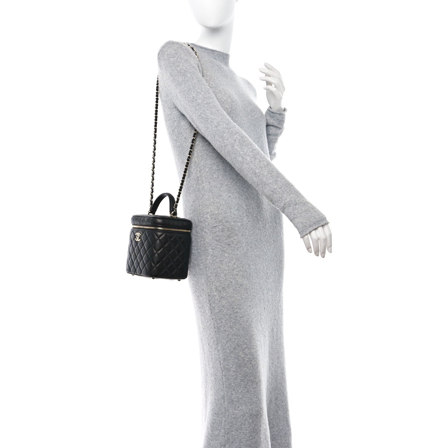 Chanel Caviar Quilted Small Top Handle Vanity Case With Chain Black 2 of 11