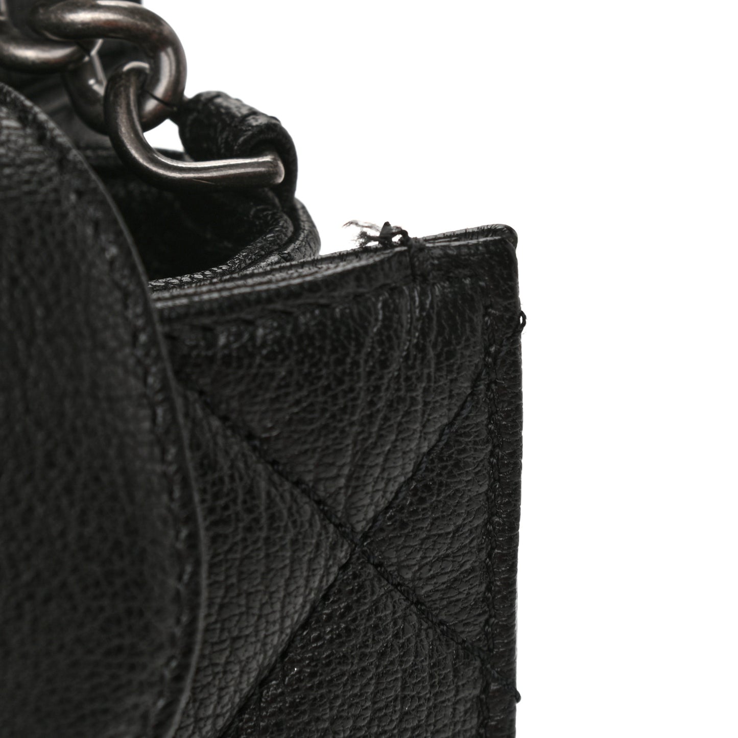 Goatskin Quilted Large Perfect Edge Flap Black