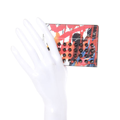 Christian Louboutin Calfskin Graffiti Spike Card Holder White Multicolor 2 of 6