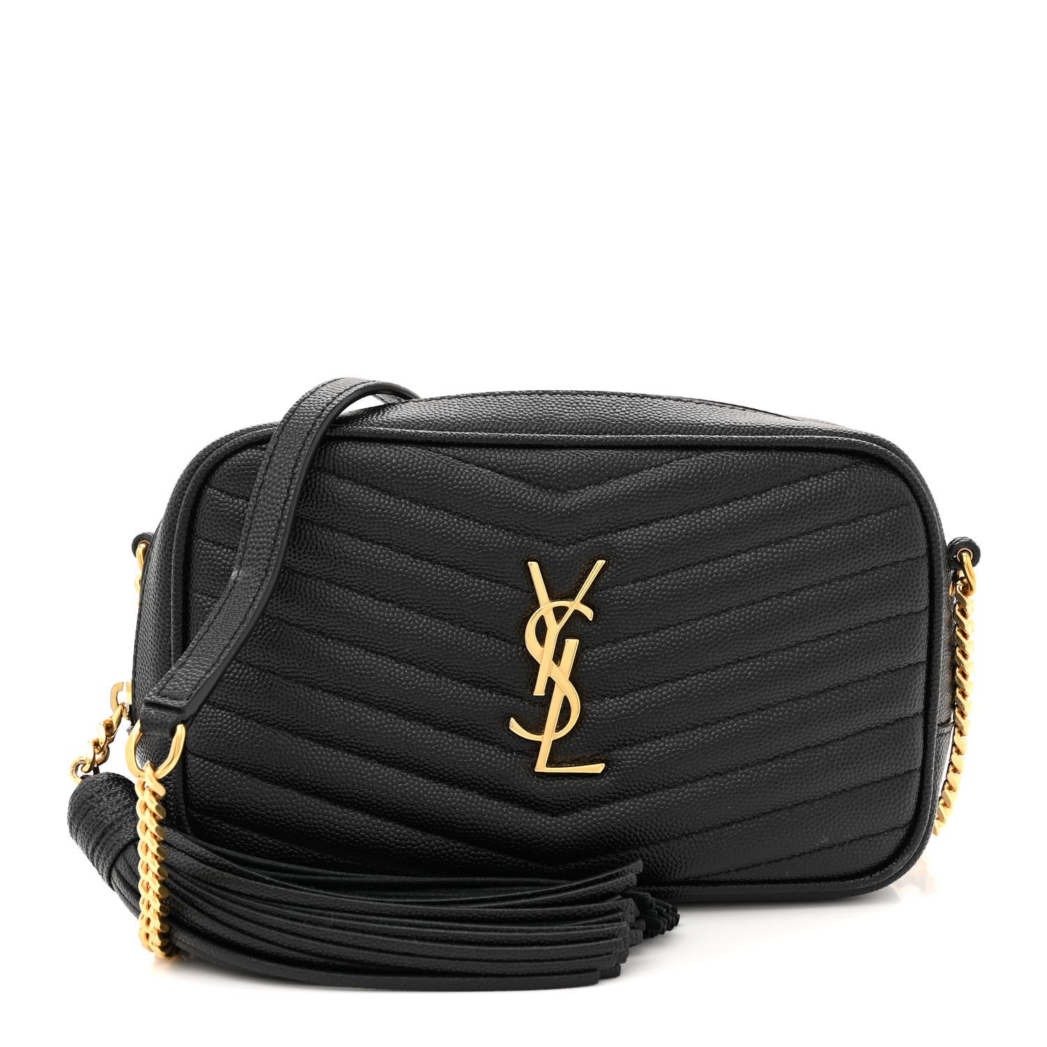Saint Laurent Grain De Poudre Matelasse Monogram Mini Lou Camera Bag Black 1 of 12
