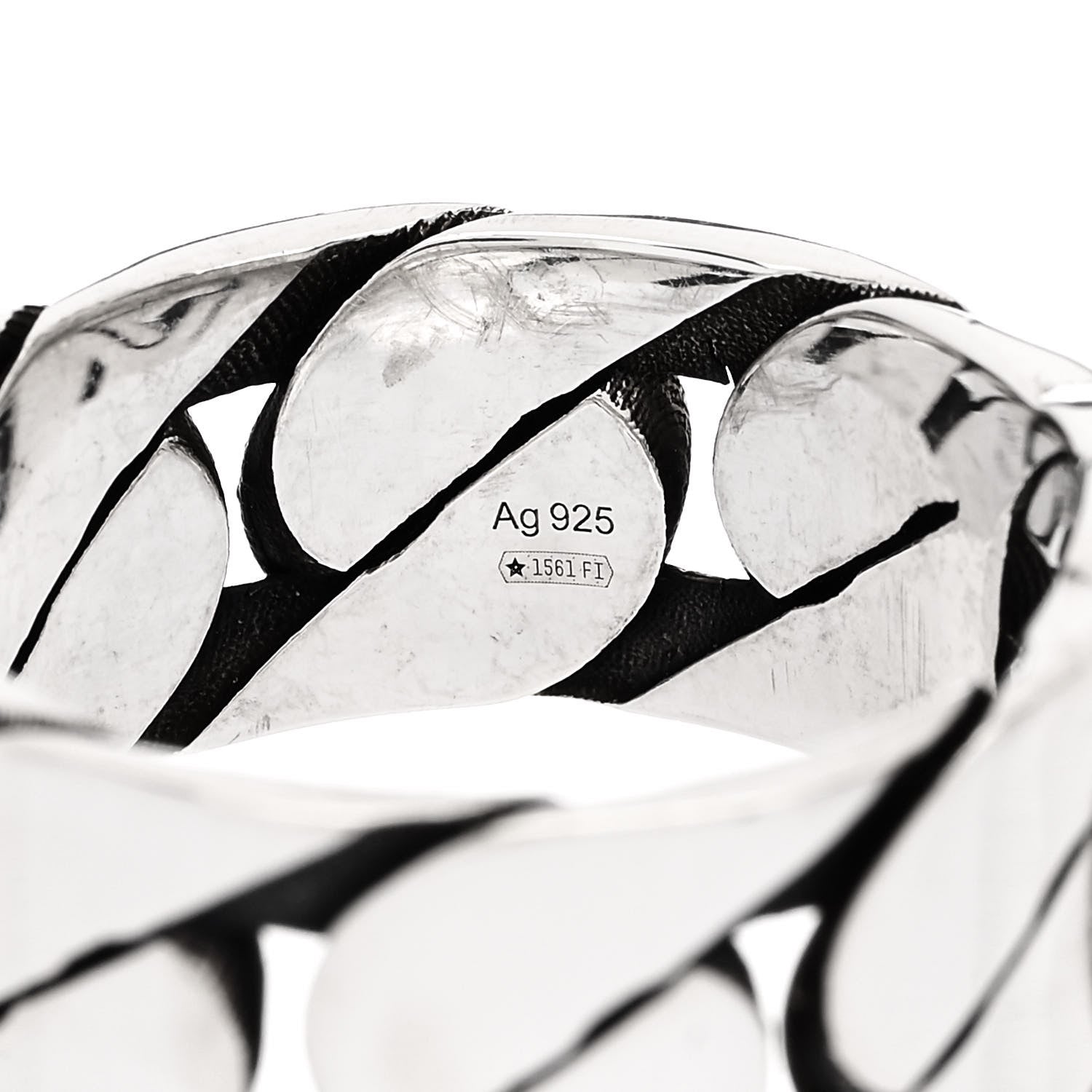 Gucci Sterling Silver Interlocking G Chainlink Wide Band Ring 63 10.25 5 of 6