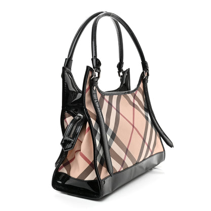 Burberry Patent Trim Supernova Check Ashmore Tote Black 2 of 8