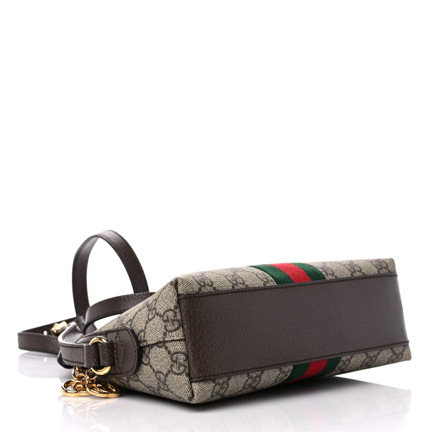 Gucci GG Supreme Monogram Textured Dollar Calfskin Web Small Ophidia Dome Shoulder Bag Beige Ebony New Acero 4 of 11