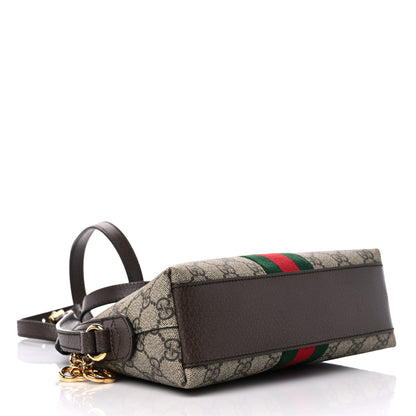 Gucci GG Supreme Monogram Textured Dollar Calfskin Web Small Ophidia Dome Shoulder Bag Beige Ebony New Acero 4 of 11