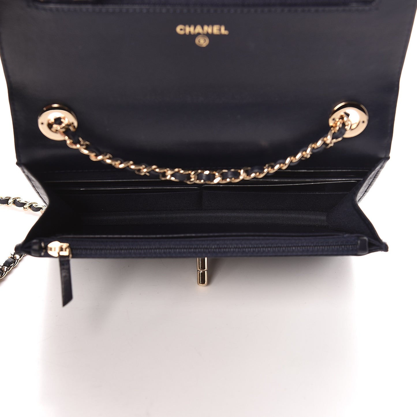 Lambskin Quilted Trendy CC Wallet On Chain WOC Navy