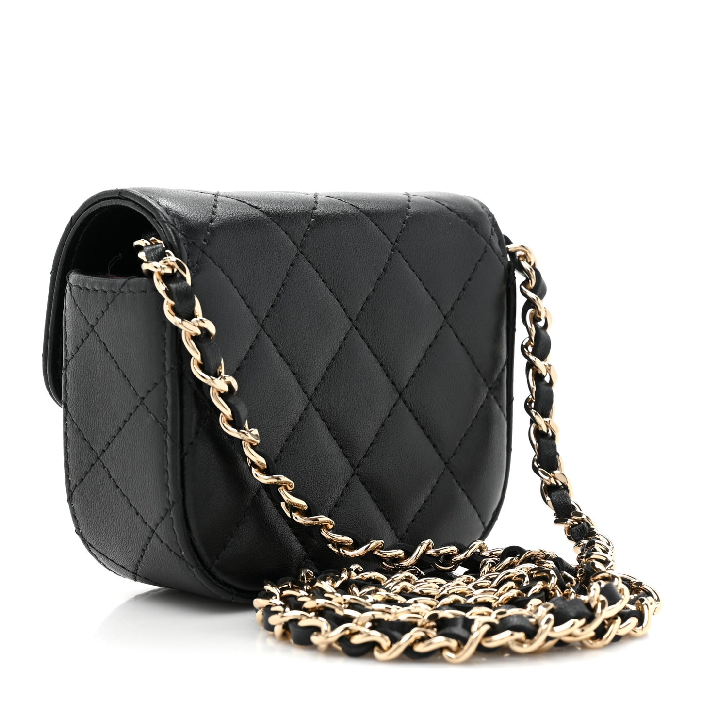 Caviar Quilted Mini Clutch With Chain Black