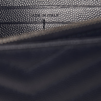 Saint Laurent Grain De Poudre Matelasse Chevron Monogram Chain Wallet Deep Marine 7 of 12