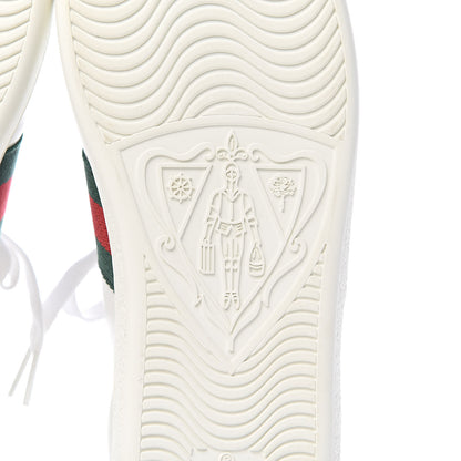 Gucci Calfskin Ayers Bee Embroidered Womens Ace Sneakers 37.5 White Green 8 of 13