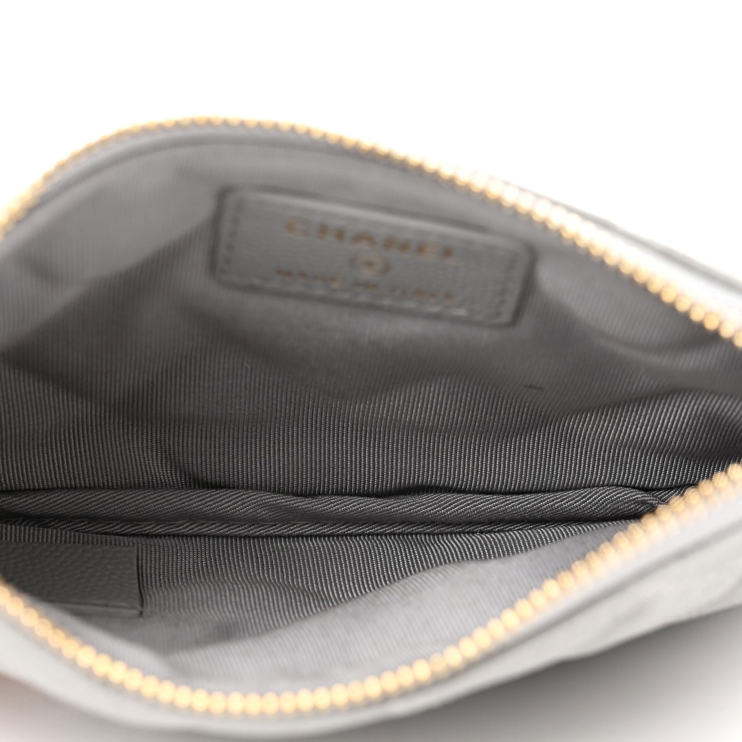Caviar Quilted Small Cosmetic Case Grey