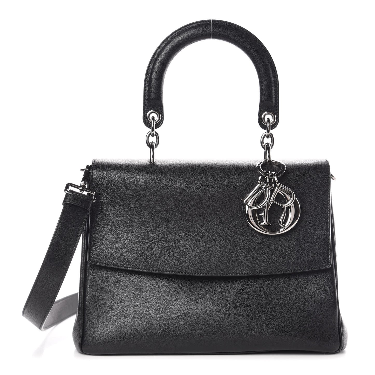 Grained Calfskin Medium Be Dior Flap Black