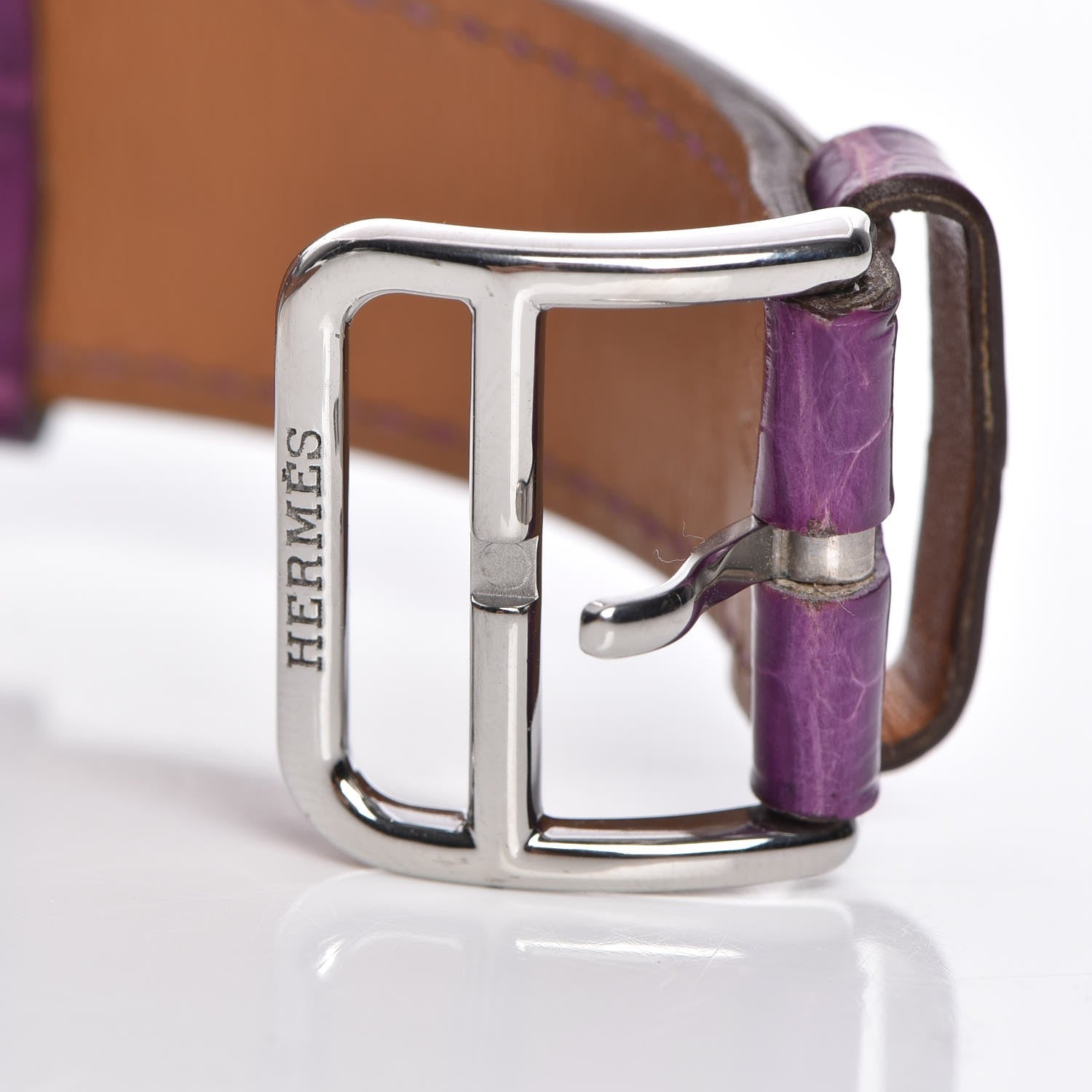 Hermes Stainless Steel Alligator 26mm Heure H Hour Quartz Watch Violet 12 of 12